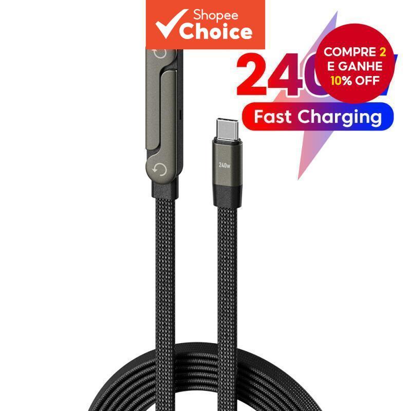 Multifuncional 2 Em 1 USB C Para Cabo 240W Suporte De Mesa De Carregamento Rápido Dobrável