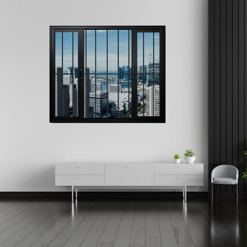 Janela Vitrô de Alumínio 4 Folhas 120 X 150cm Linha 25 C/grade 120cm x 150cm