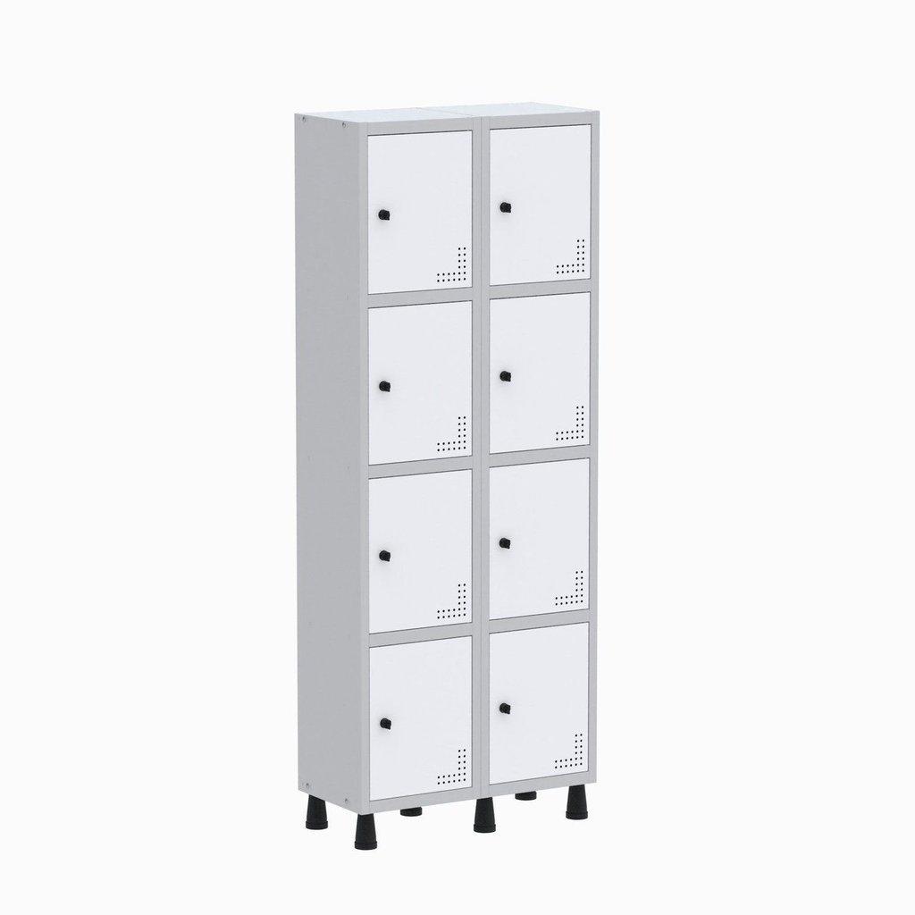 Armário Locker Guarda Volume Aço Light 8 Portas 69x179,5cm Branco/Cinza Cinza/Branco