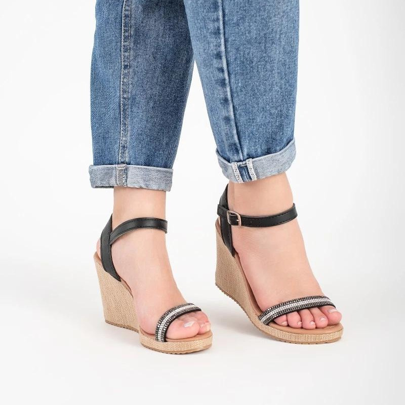 Sandália Salto Anabela Feminino 9cm Confortável Casual Elegante com Solado Antiderrapante