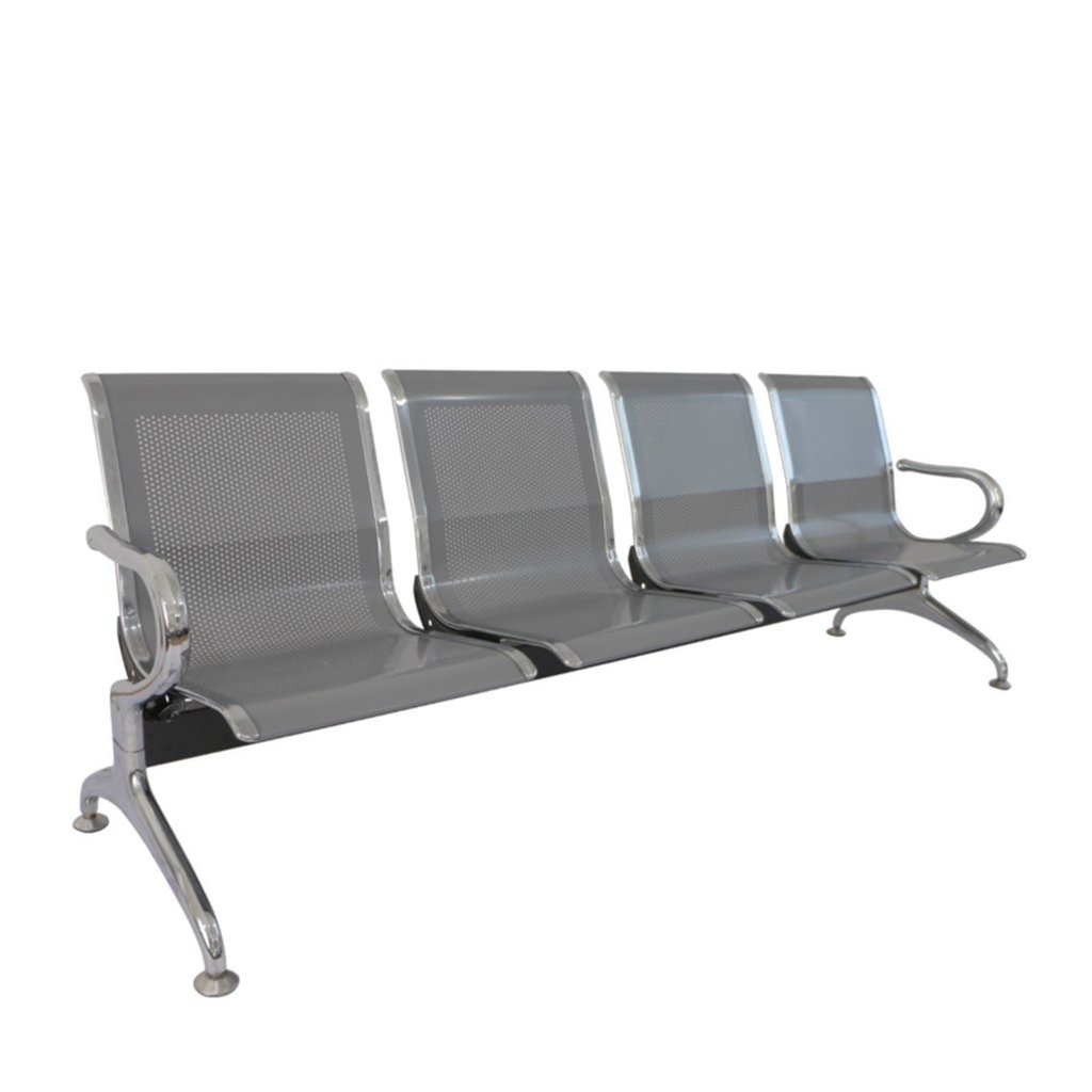 Cadeira Longarina 4 Lugares para Escritório Inox Cinza Dubai 4