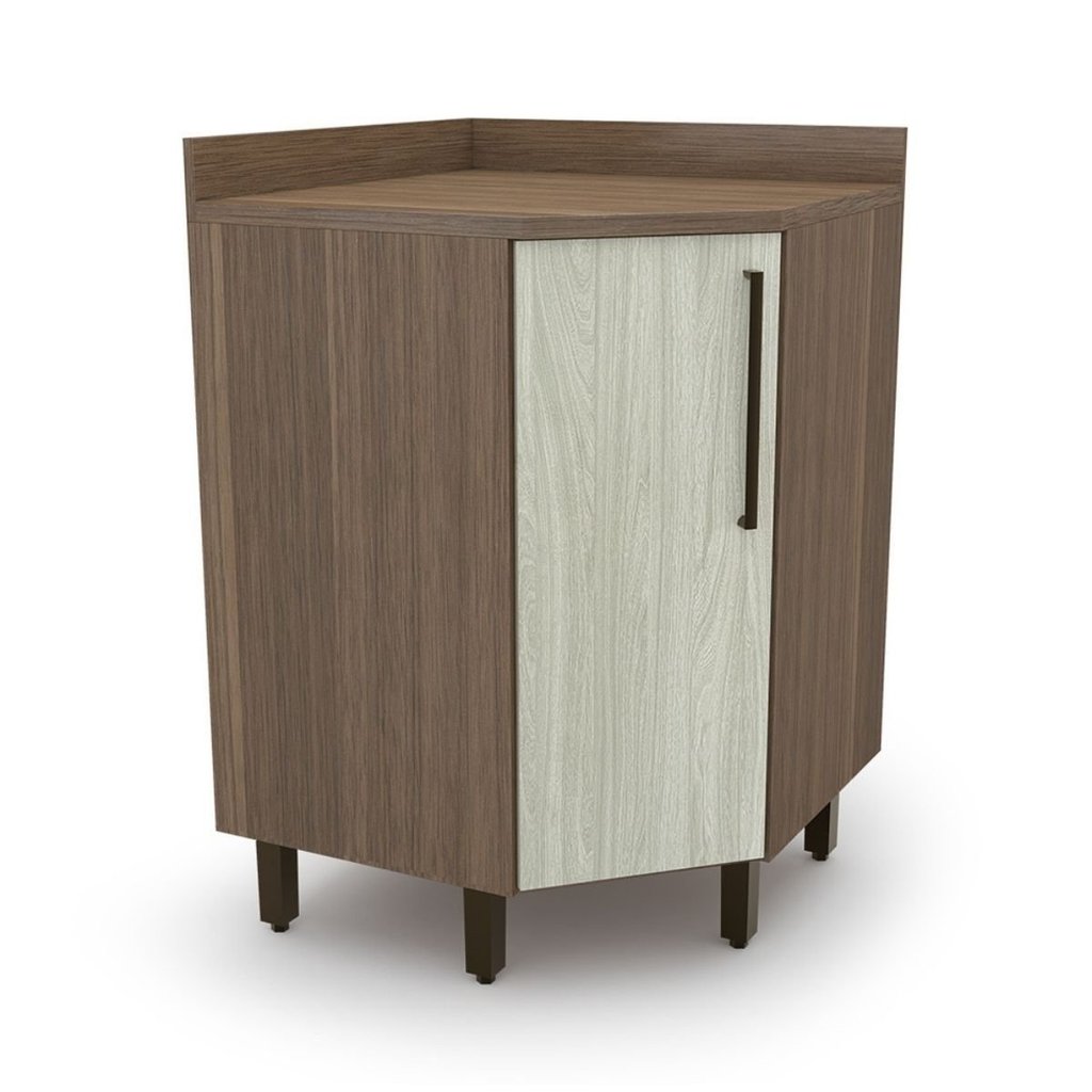 Balcão para Cozinha 1 Porta 90° Evolution Plus Marrom/Tannat/Legno Crema Tannat/Legno Crema