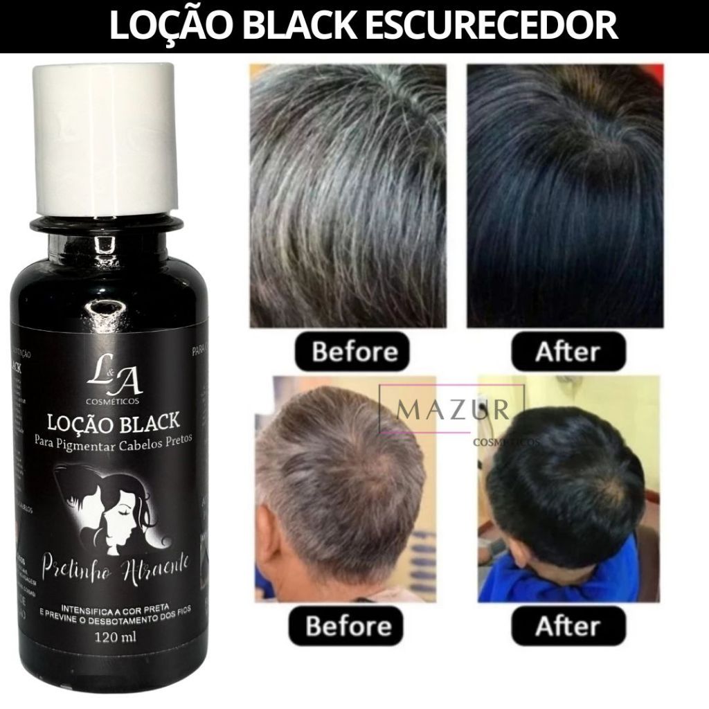 Loção Escurecedora Black Pretinho Atraente – Removedor de Grisalhos e fios brancos escurecedor