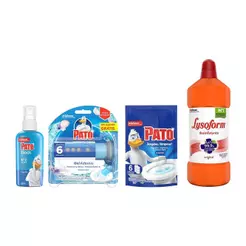 Kit Limpeza Sanitária Pato Block Algodão 60ml + Gel Adesivo Marine 38g + Tablete Marine 6un + Lysoform 1L