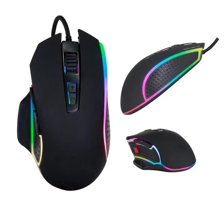 Mouse Gamer Knup KP-MU006 RGB 4800 DPI 7 Botões Programáveis LED Colorido Design Ergonômico USB Alta Precisão