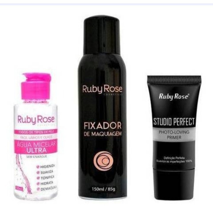 Kit ruby rose agua miclear+fixador+primer