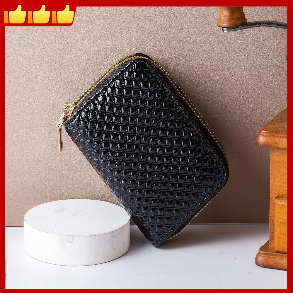 Porta-Cartões Acordeão Durável Portátil Com Zíper Duplo Moedas Expansível Rfid Bloqueando Mini Carteira Para Documentos 