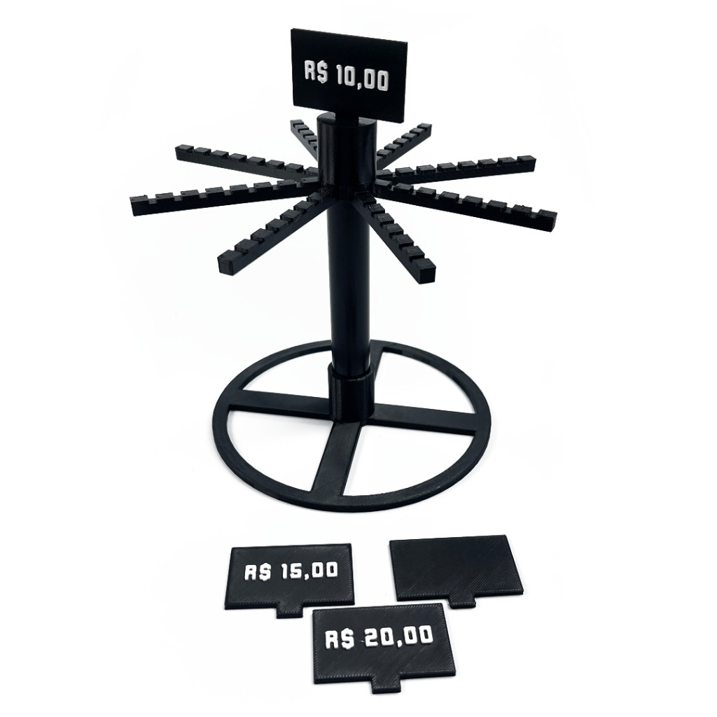 Expositor Giratório para Chaveiros E Bijouterias + Placa de Preço P/ seu Comercio Barato Resistente