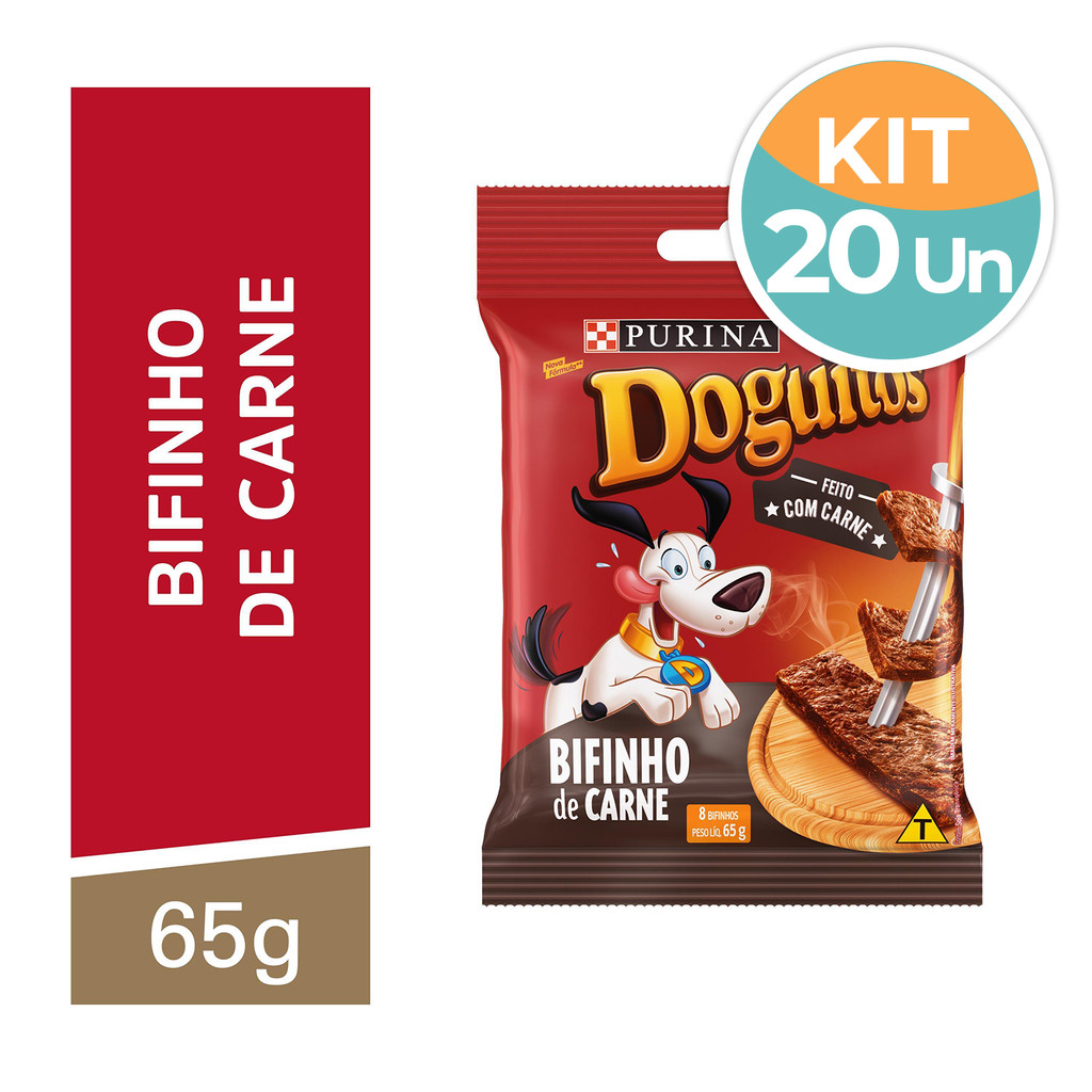 Kit Petisco Doguitos Sabor Carne Cães 20un 65g