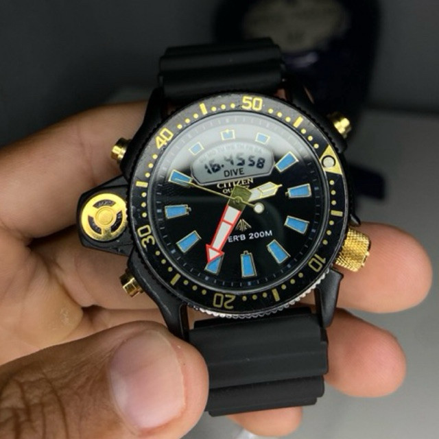 Mega Promoção Relógio Masculino Aqualand Multifuncional Serie ouro Black Pulseira de Borracha  Envio Rápido com caixa