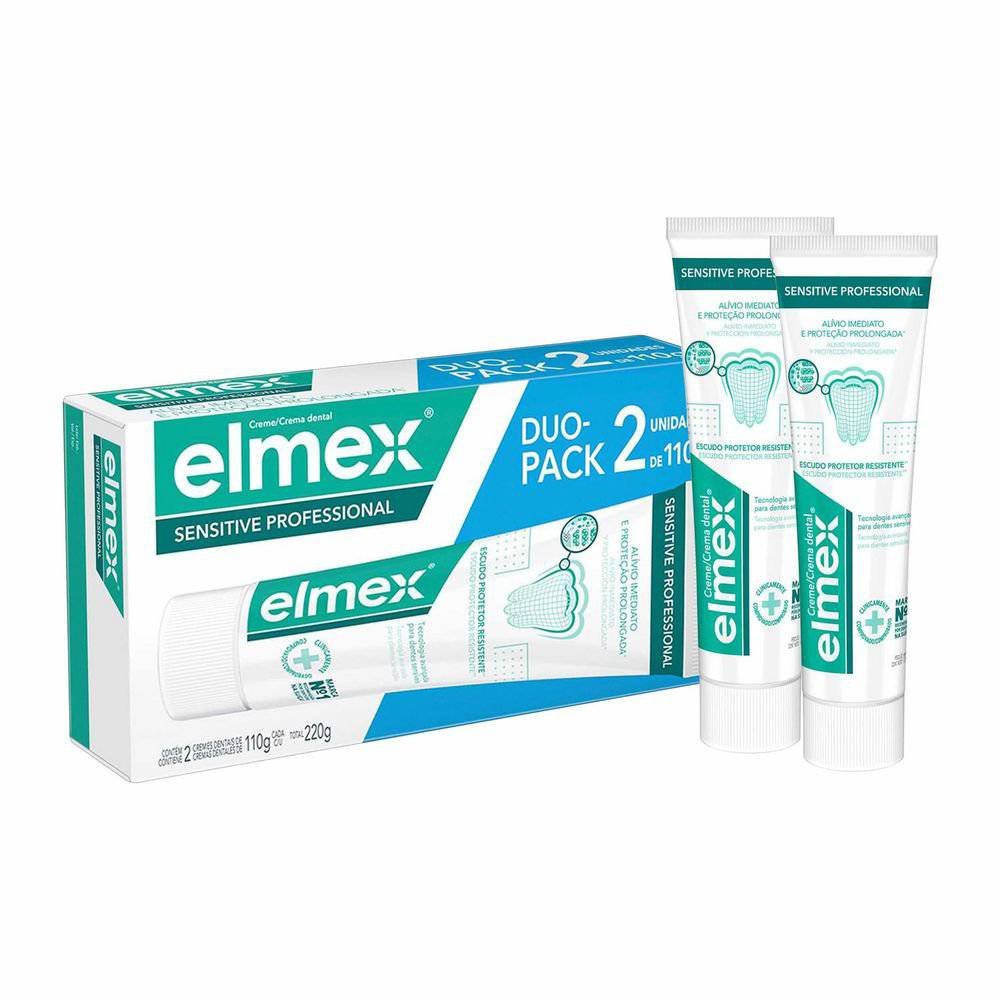 Kit Creme Dental Sensibilidade Elmex Sensitive Professional Duo-pack 2 Unidades 110g em Oferta na Shopee