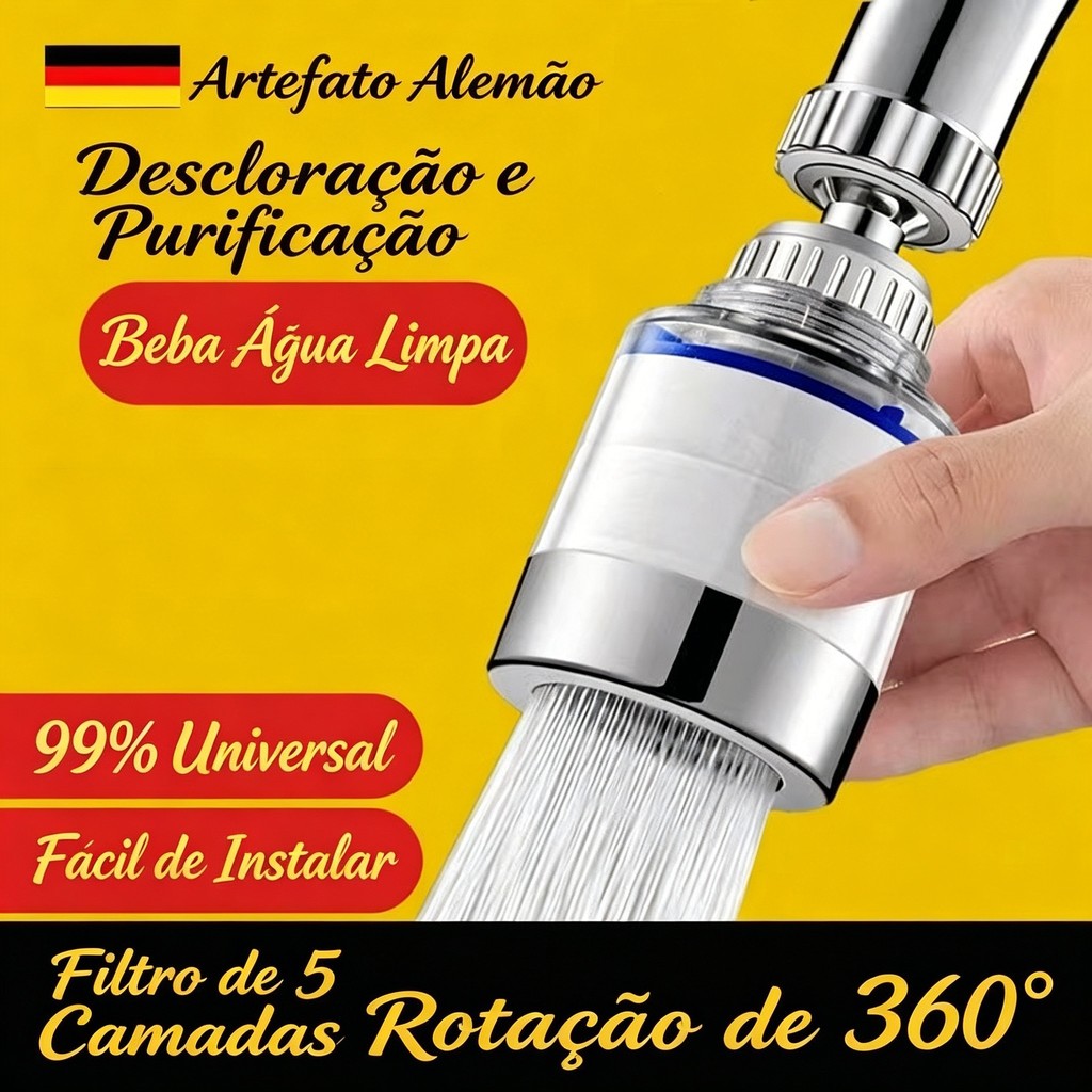 Filtro de Torneira com Purificador e Arejador | Reduz Impurezas, Economiza Água e Aumenta Pressão