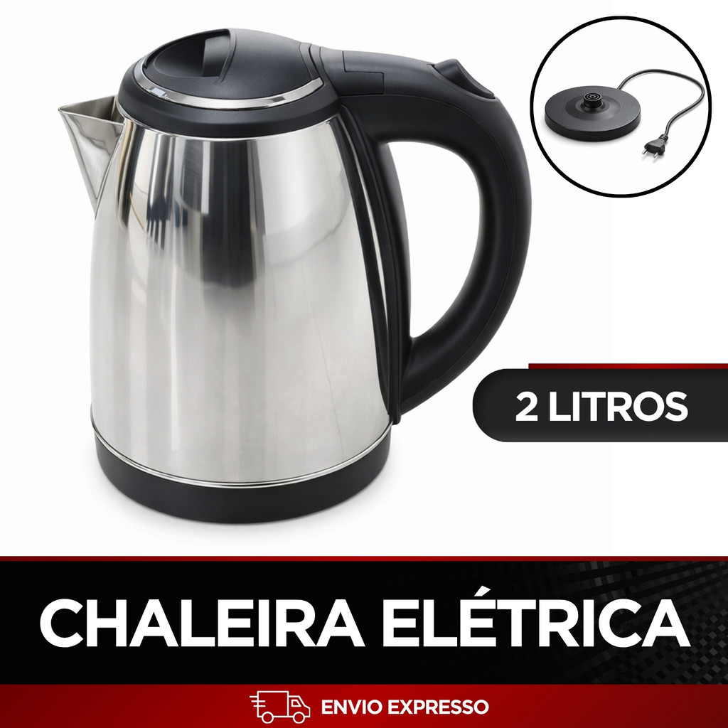 Chaleira Elétrica Inox Portátil 2 Litros Jarra Térmica Esquenta Chá Ferve Água Rápido 110v ou 220v