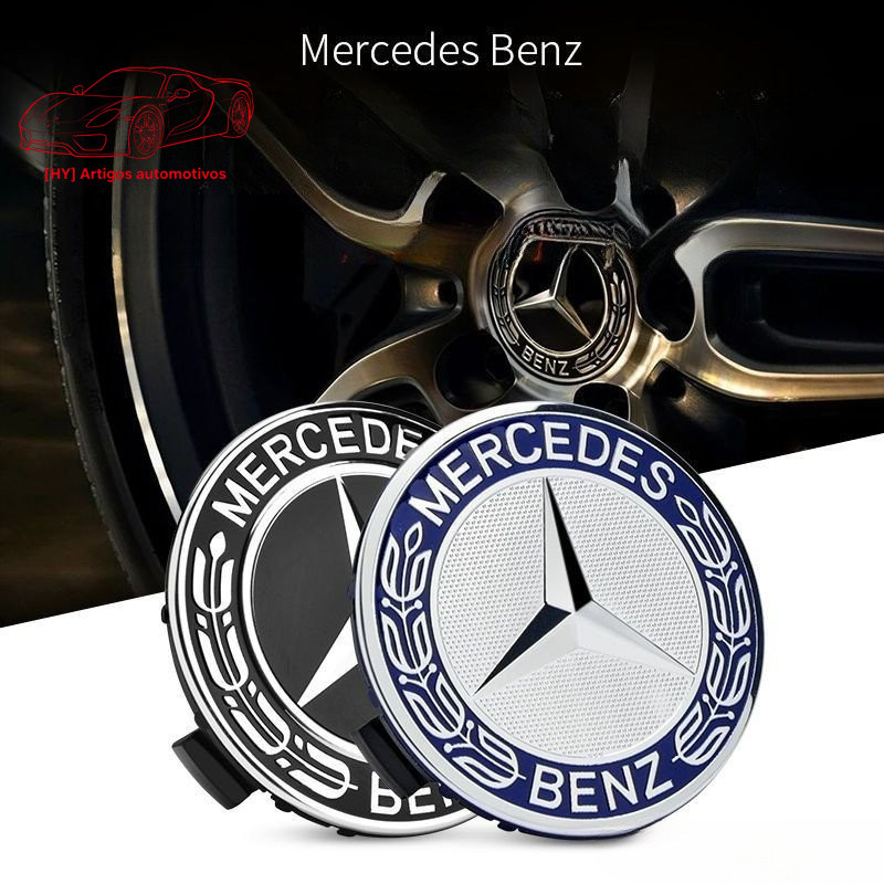 Calota de roda Mercedes C180 C200 E260 E300 S350 ML350 GLA com logotipo da Mercedes