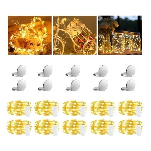 Superbaixos Preço Kit 10 Pisca Fio Fada 2m Cordão 20 Leds Decoraçã Bateria Festa Junina Bandeirinhas Cordão de luz fad
