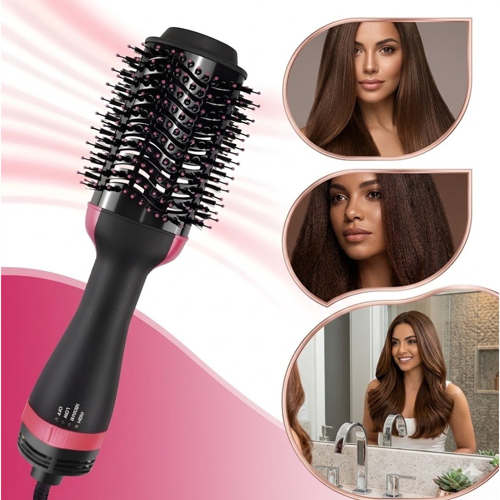 Alisador Elétrico Quente 3 em 1, Escova Secadora Hair Styler para Cabelo, Multifuncional para Penteados