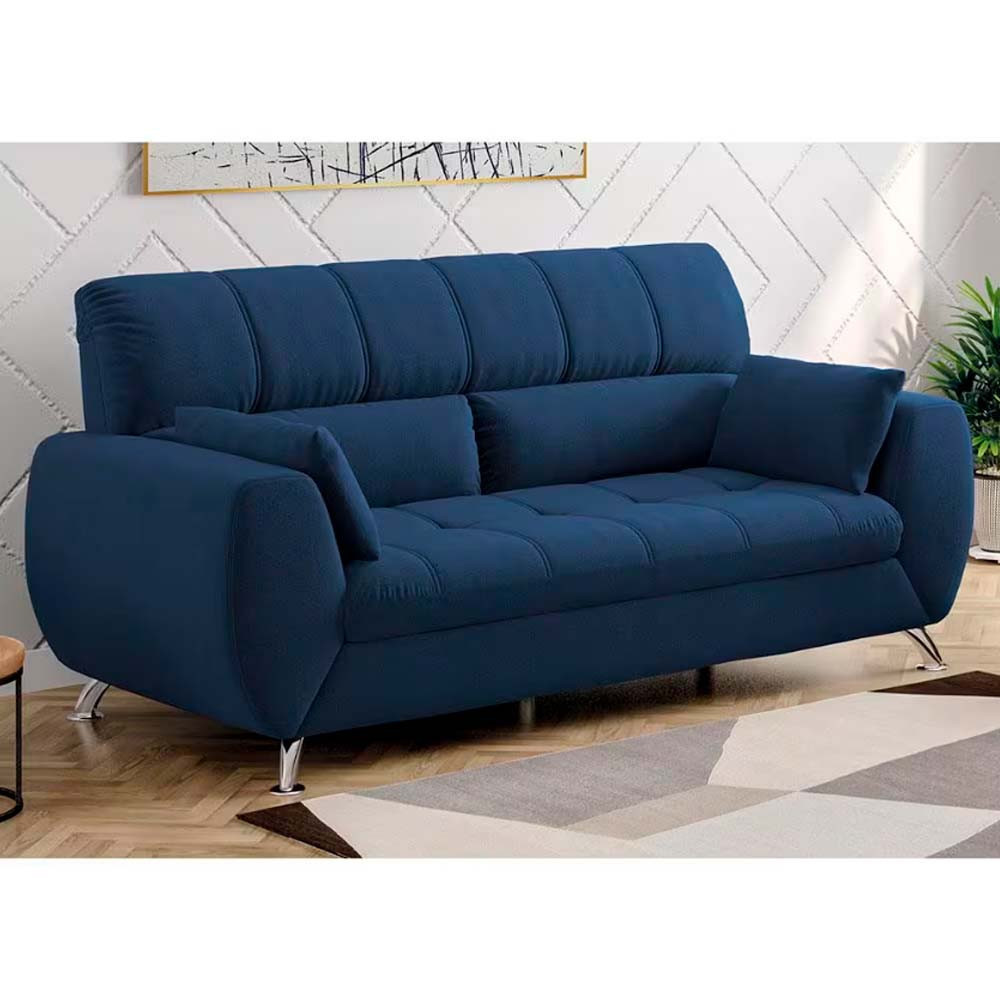 Sofá de 3 e 2 Lugares Bélgica com 154 cm e 204 de Larguras e Revestidos em Tecido Suede Linoforte — imagem 2 de 2