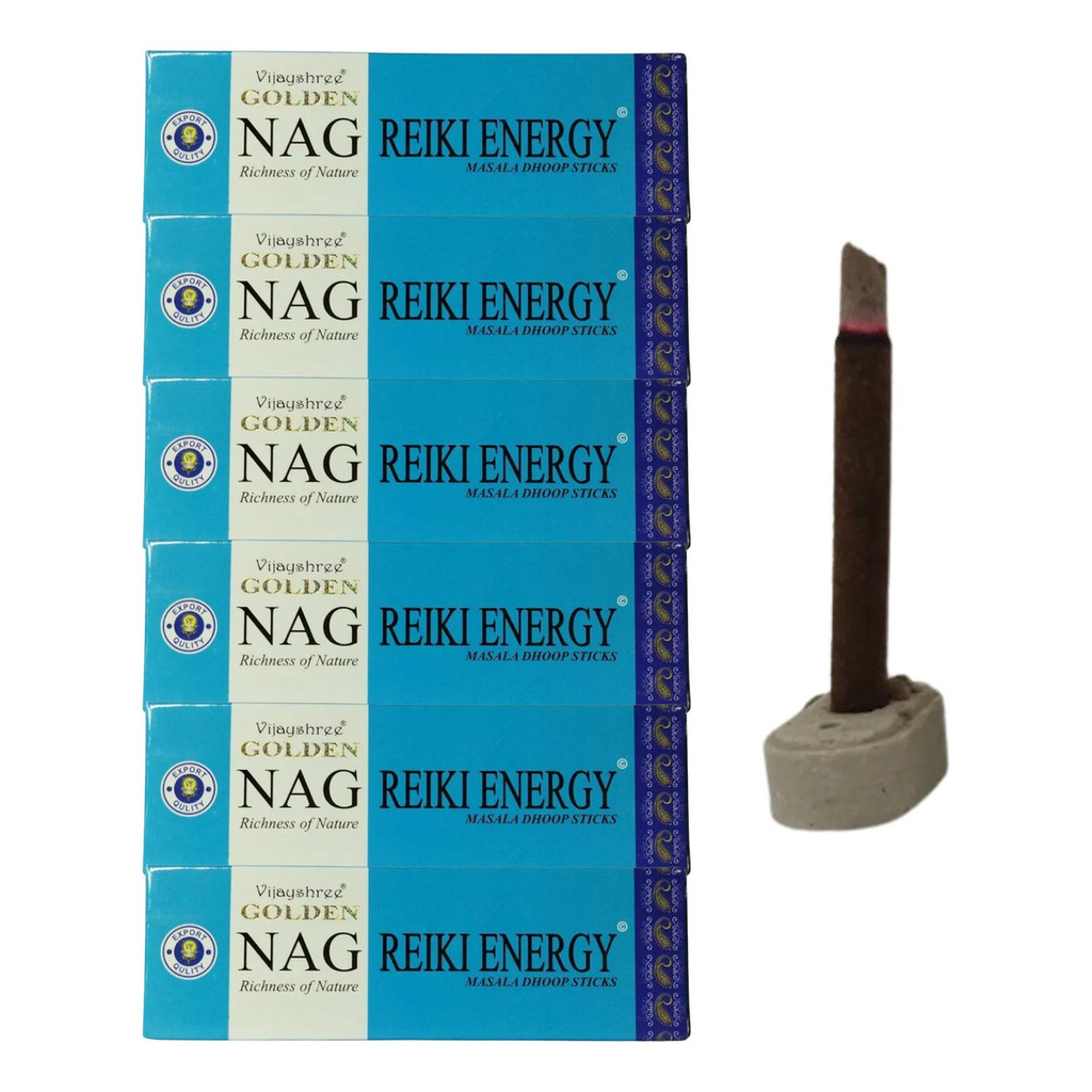 Incenso Tibetano Golden Nag Reiki Energy 6 Cxs. + Incensário