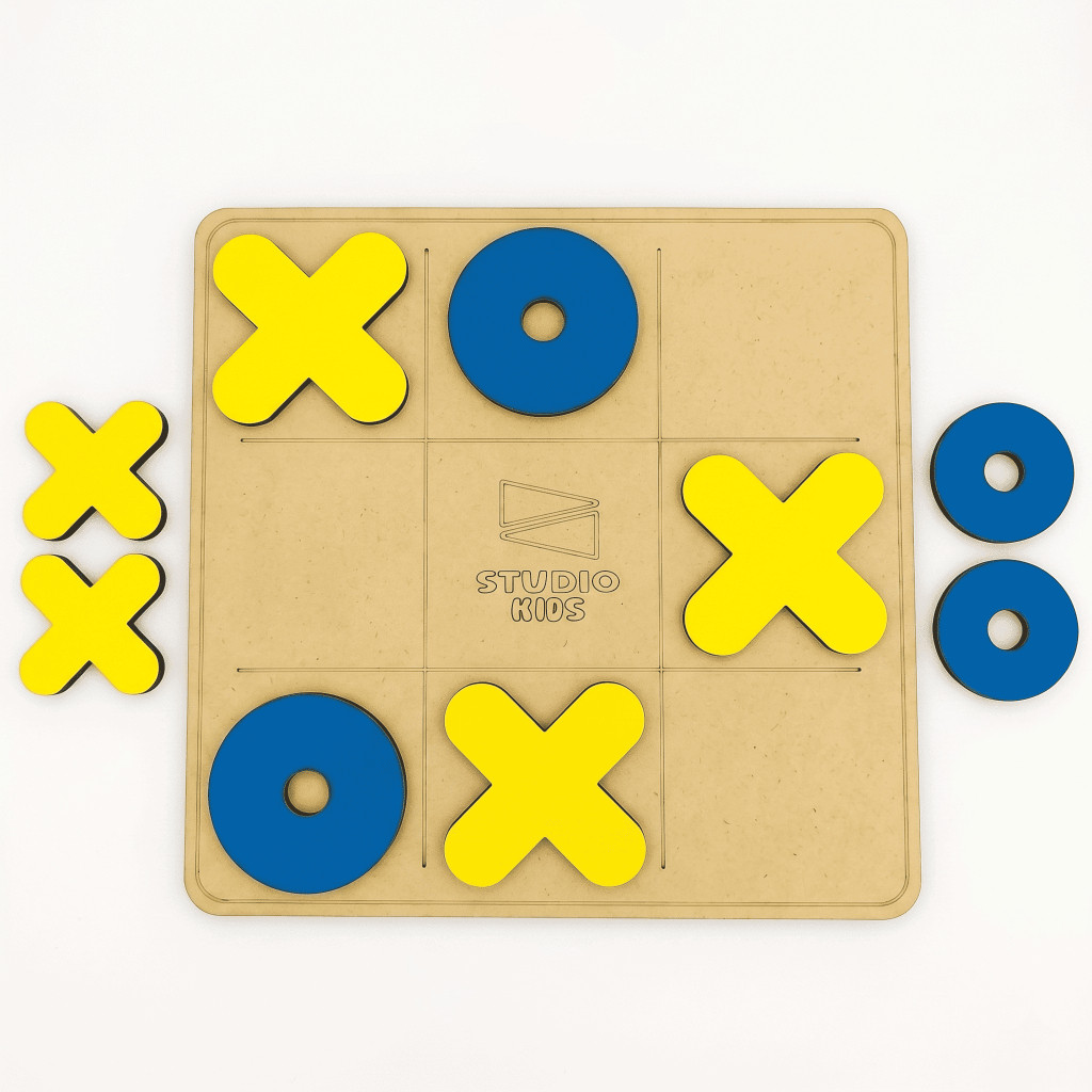 Jogo da Velha em MDF Colorido Brinquedo Educativo Infantil Tabuleiro Estratégia Coordenação Motora Diversas Cores