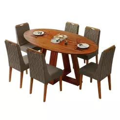 Conjunto Sala de Jantar Mesa 1,80m Vick 6 Cadeiras Bel