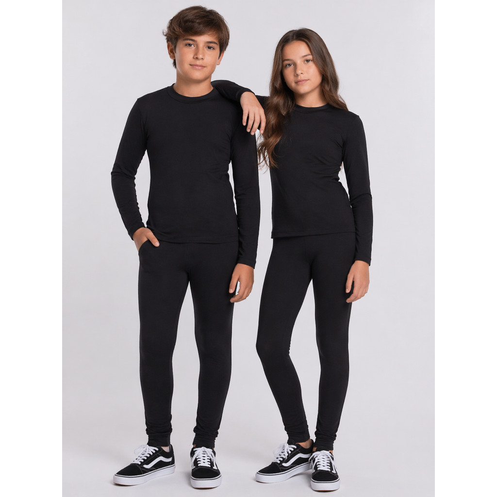 Conjunto Térmico infantil juvenil unissex para frio calça + blusa flanelada peluciada  termica 2 ao 14 anos