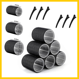 6 peças de cachos de cabelo preto, ferro de ondulação autoadesivo DIY curling tool