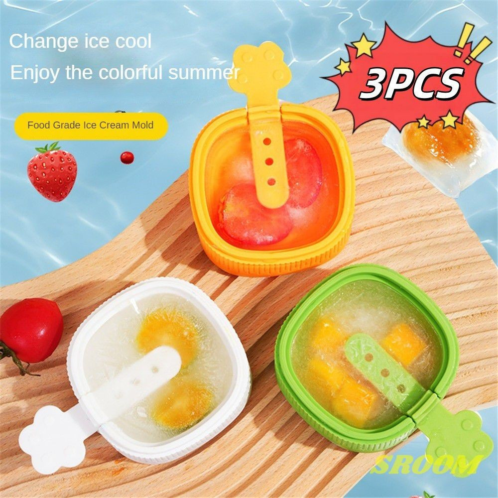 Molde de silicone para picolé de sorvete 3 peças, faça você mesmo, máquina de sorvete, caixa de gelo caseira,