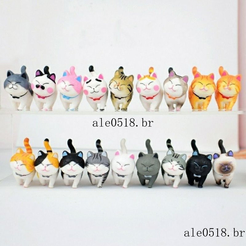 9 Pçs/Set 3-4cm Bonito Mini Gato Siamês Estatuetas De Animais Japão Anime Sino Boneca Linda Simulação De PVC Estátua De