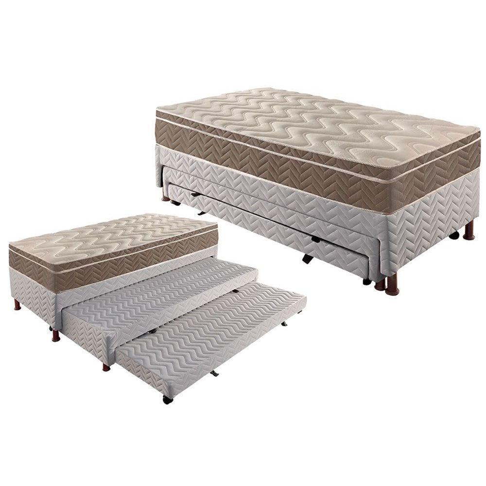Conjunto Box Solteiro: Colchão Espuma Paropas D33 Confort Ultra Firme + Tricama Base CRC Rústico White(88x188)