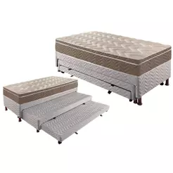 Conjunto Box Solteiro: Colchão Espuma Paropas D33 Confort Ultra Firme + Tricama Base CRC Rústico White(88x188)