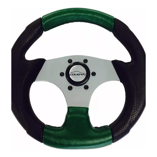 Volante Esportivo Cougar Pequeno Mini 28cm Fusca Buggy +cubo Verde