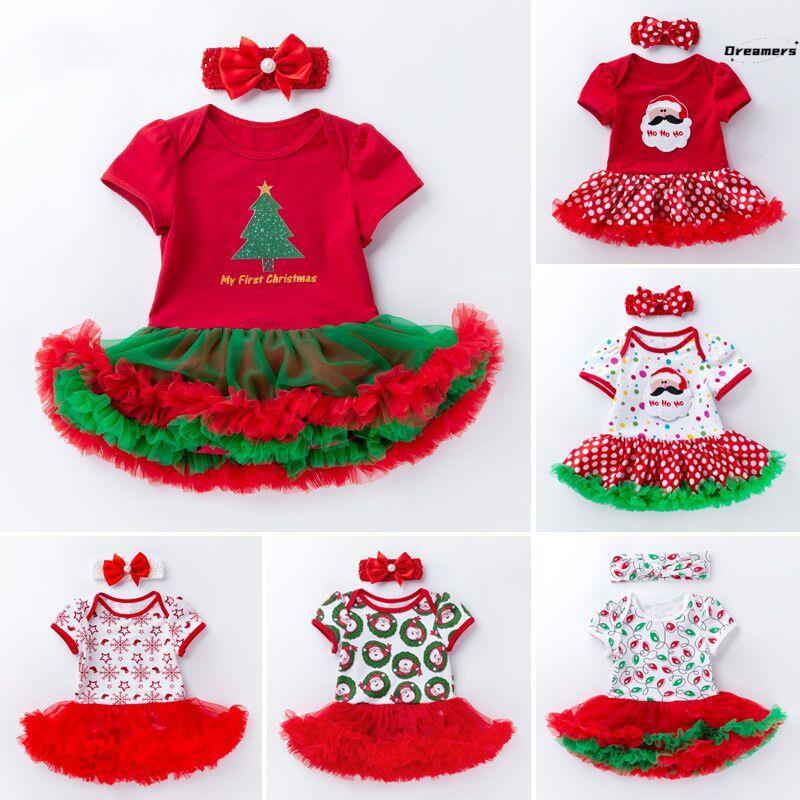 Natal roupas de bebê cos roupas festa do bebê macacão vestido de manga curta recém-nascido trajes de papai noel fabrican