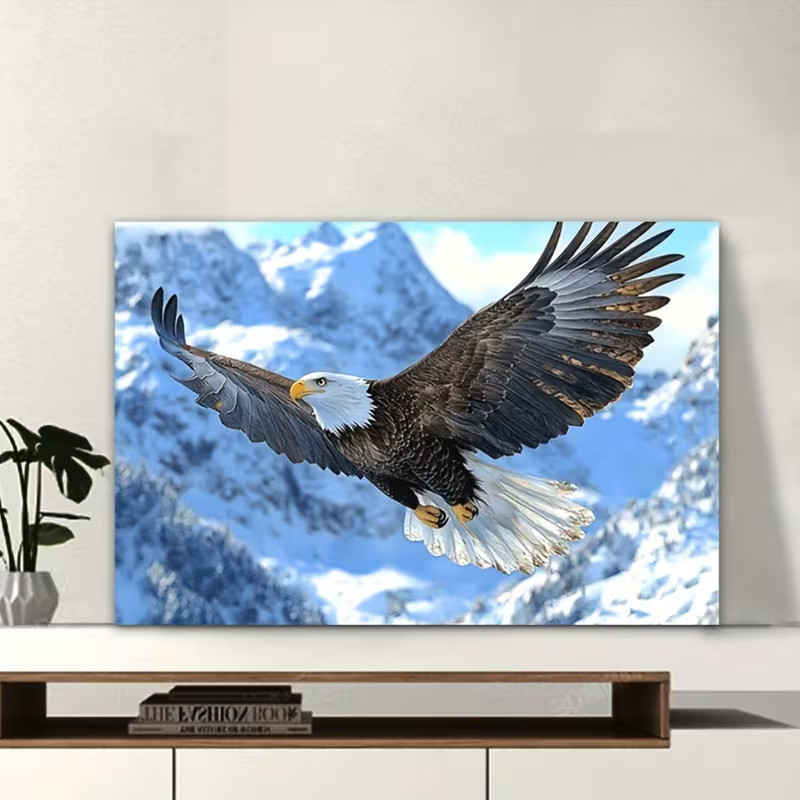 Quadro Decorativo Águia Imperial sobre Montanhas Nevadas
