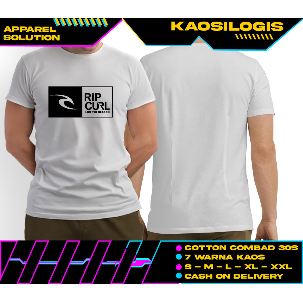 Venda Quente Rip Curl Live The Search Camiseta Para Homens 200GSM Premium Algodão Bloco Mínimo Logo Tee 0505