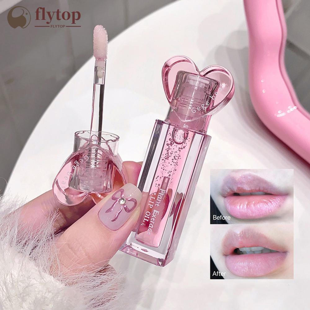 FLYTOP Rosa Coração Planta Espelho Transparente Bálsamo Labial Conjunto De Óleo Hidratante Brilho Incolor Q4V5