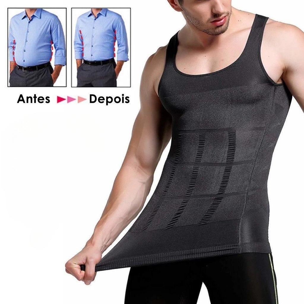 Cinta Camisa Masculina Colete Modeladora Camiseta Regata Modeladora Camiseta de Compressão Regata
