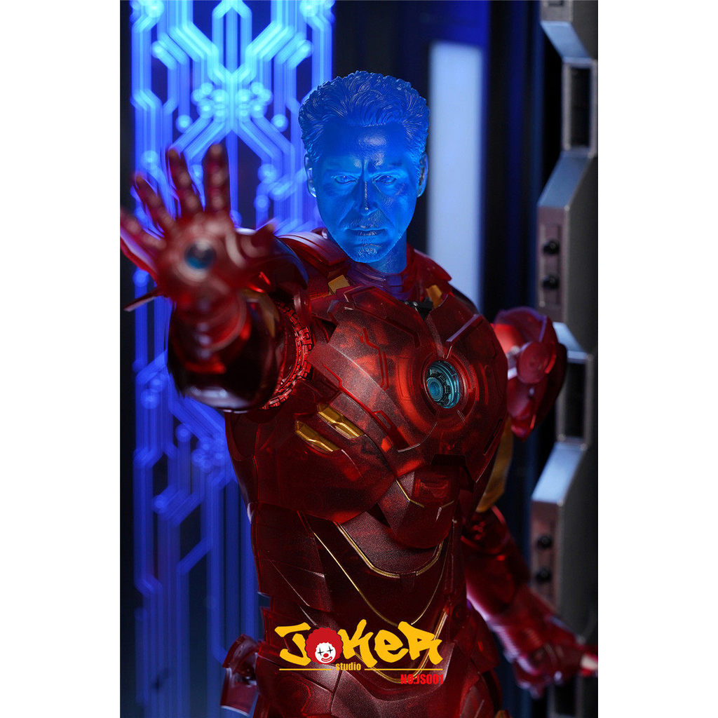 JOKER STUDIO JS001 1/6 Cabeça do Homem de Ferro Escultura Tony Escultura em Cabeça de Vídeo Holográfico
