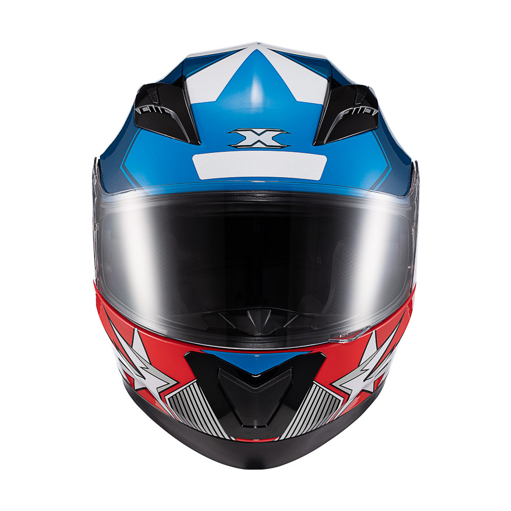 Capacete Texx Strike Superstar Azul Vermelho Branco Brilhante 56 Fechado Moto Original