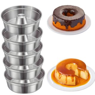 Kit 5 Forma de Bolo N 18 Pudim Pequeno Redonda  Assadeira Padaria Cone de Aluminio Redonda
