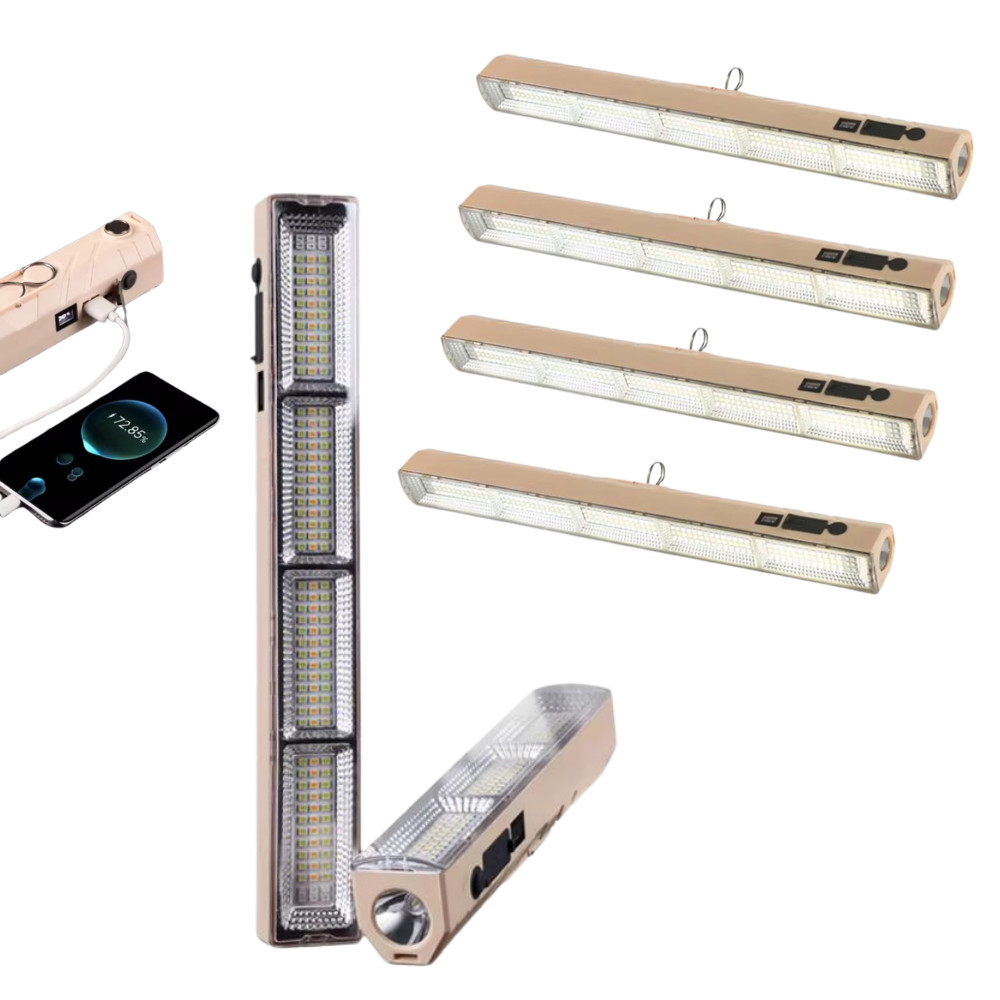 Kit 4 Lâmpada Led Tubo 400w Emergência Camping Lampião Pesca Barraca Lanterna 41cm Luminoso Recarregável