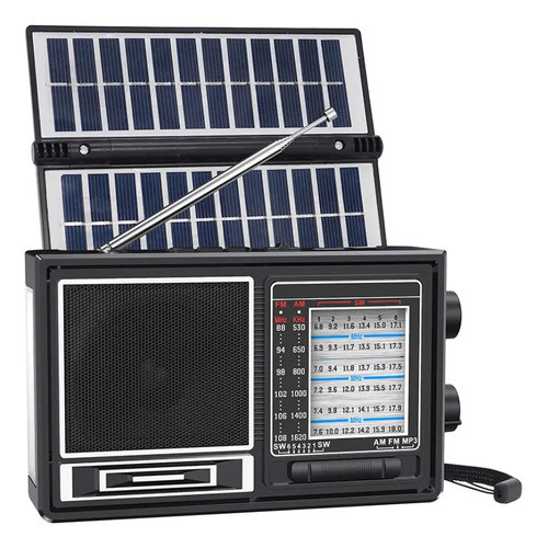 Radio Portatil Retro Solar Pilha Recarregavel Am Fm Lanterna