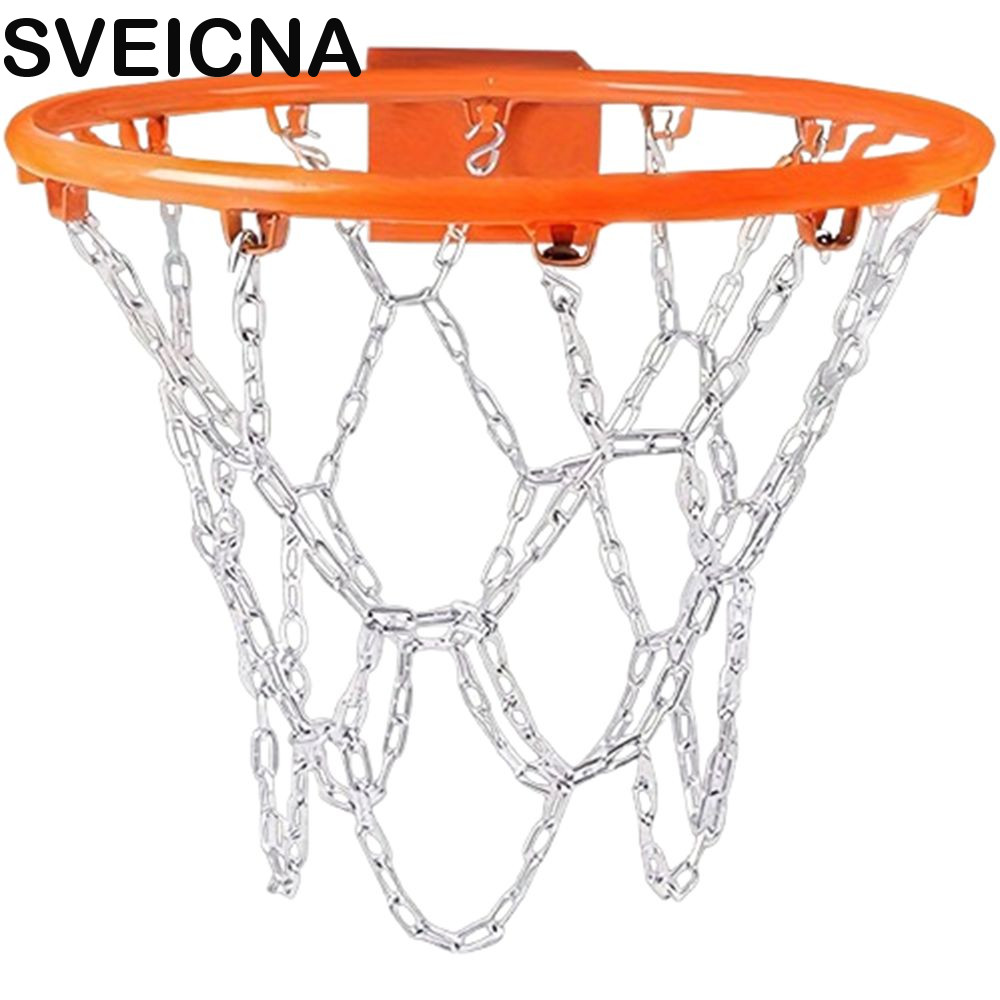 Rede De Corrente De Ferro De Basquete SVEICNA , Cesta Espessada De 12 Argolas Universal De Aro