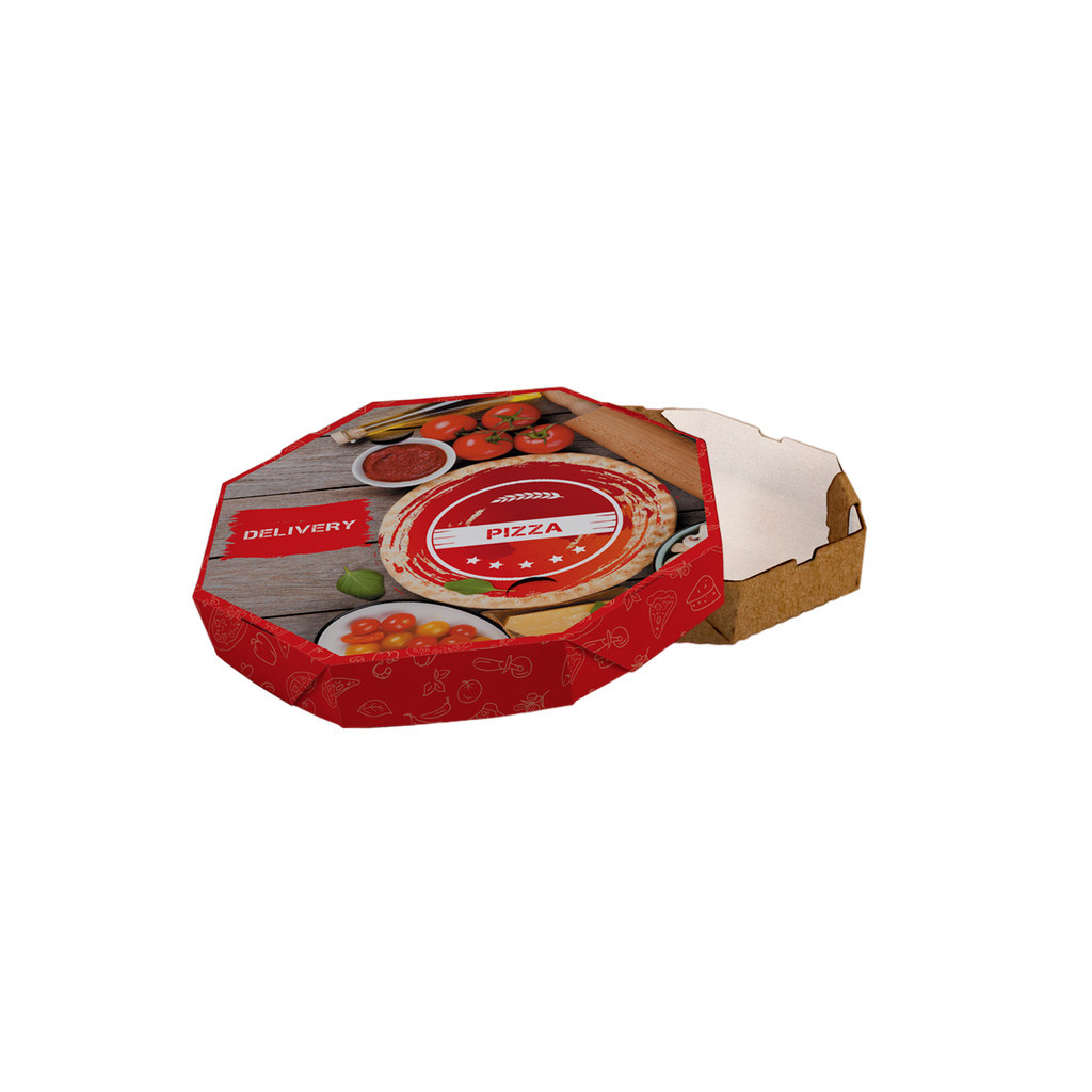 Caixa de Pizza Italianinha com Fundo Branco Octogonal 25cm - PCT 50un
