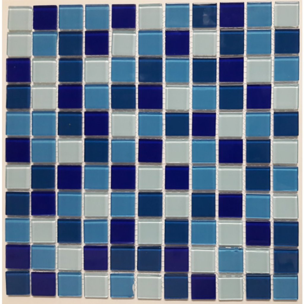 Pastilha de Vidro Cristal de 30cm X 30cm Rende  Glass Mosaic Azul Escuro