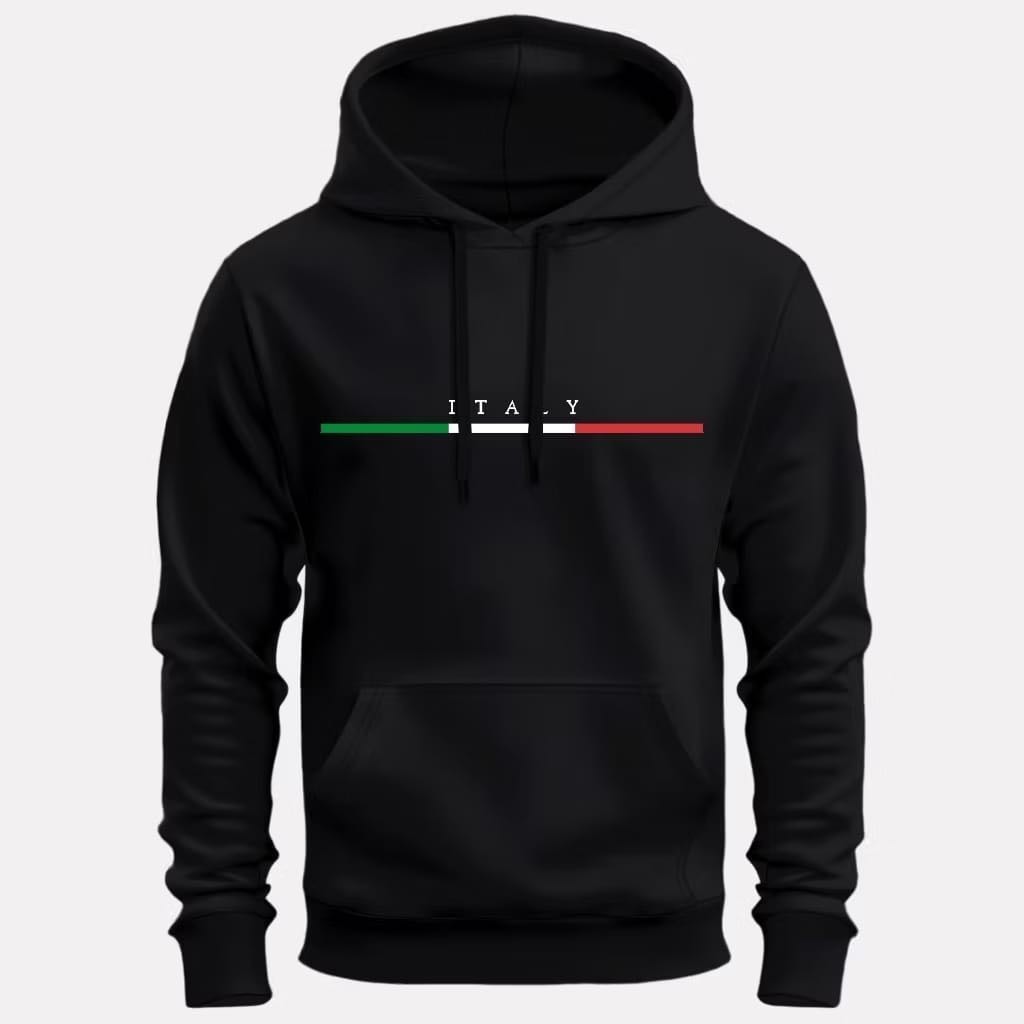 Moletom Masculino Blusa de Frio Estampado Italy Italia  Canguru Capuz Casaco Flanelado Confortavel Quentinho