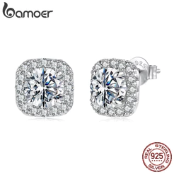 Brincos De Prata Esterlina 925 Bamoer Com Corte Quadrado Joias De Moissanite Presentes Para Mulheres