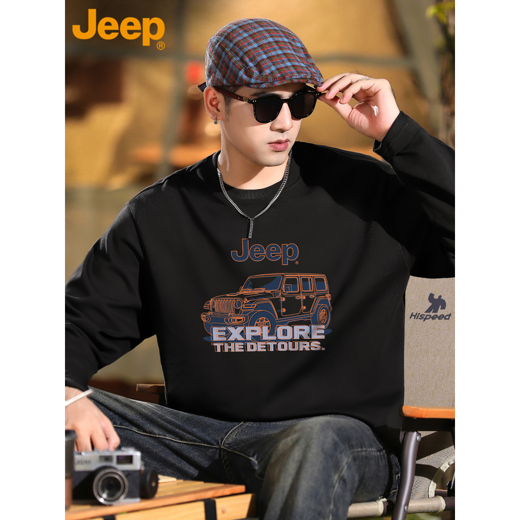 JEEP JEP Street Wear camiseta de manga comprida masculina primavera outono estilo rufião bonito moletom pesado americano