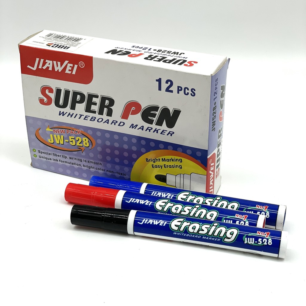 Marcador para Quadro Branco Super Pen Jiawei c/ 12 Unidades 🖊️✨ | Caneta para Quadro Branco, Suave
