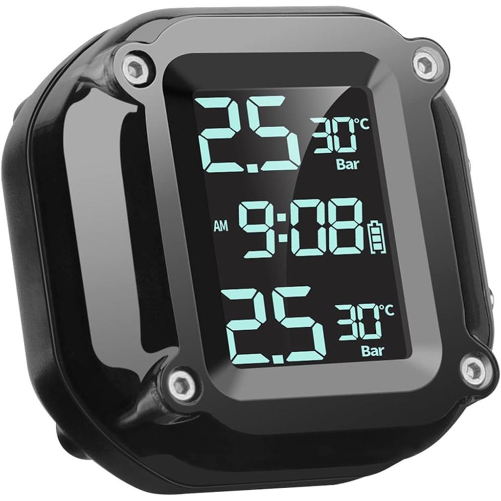 Sistema de Monitoramento de Pressão de Pneus para Motocicletas Shkalacar com Carregamento USB, TPMS Sem Fio para Motocic