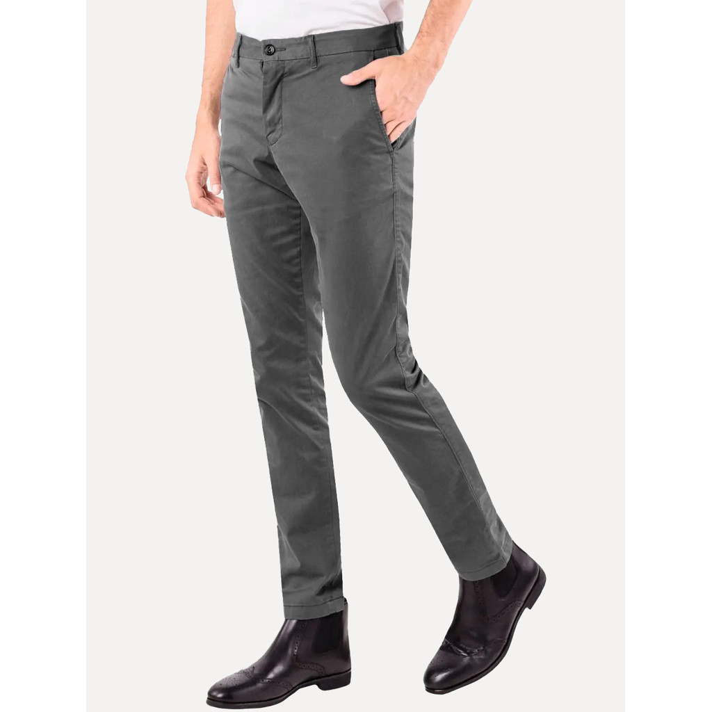 Calça Tommy Hilfiger Original Masculina de Sarja Brooklyn Cinza Chumbo
